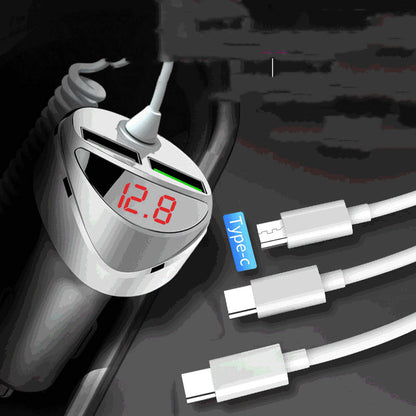 Car One-to-three Data Cable Dual USB Cigarette Lighter Car Charger