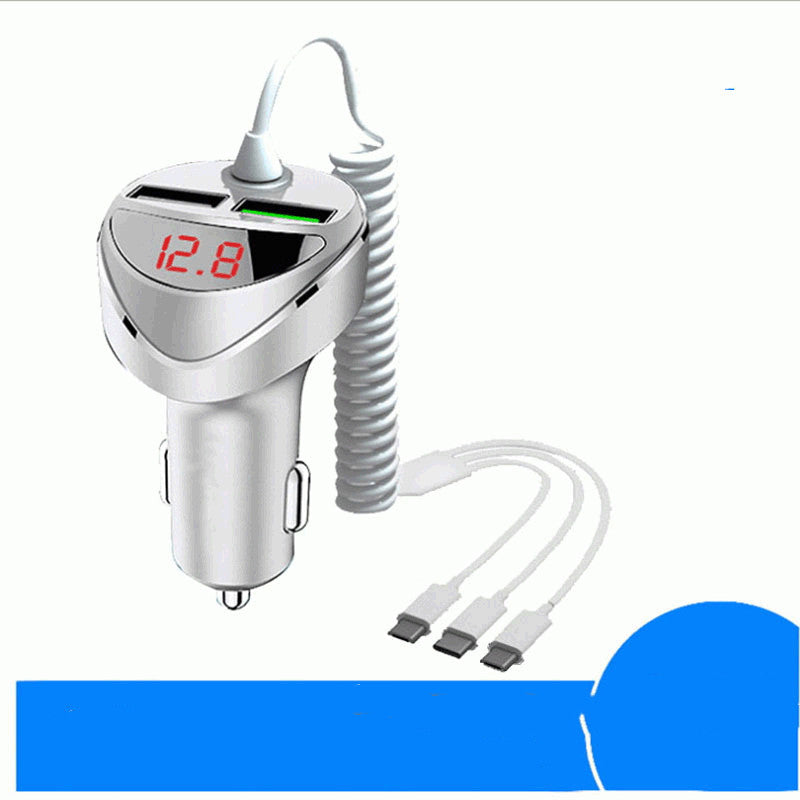 Car One-to-three Data Cable Dual USB Cigarette Lighter Car Charger